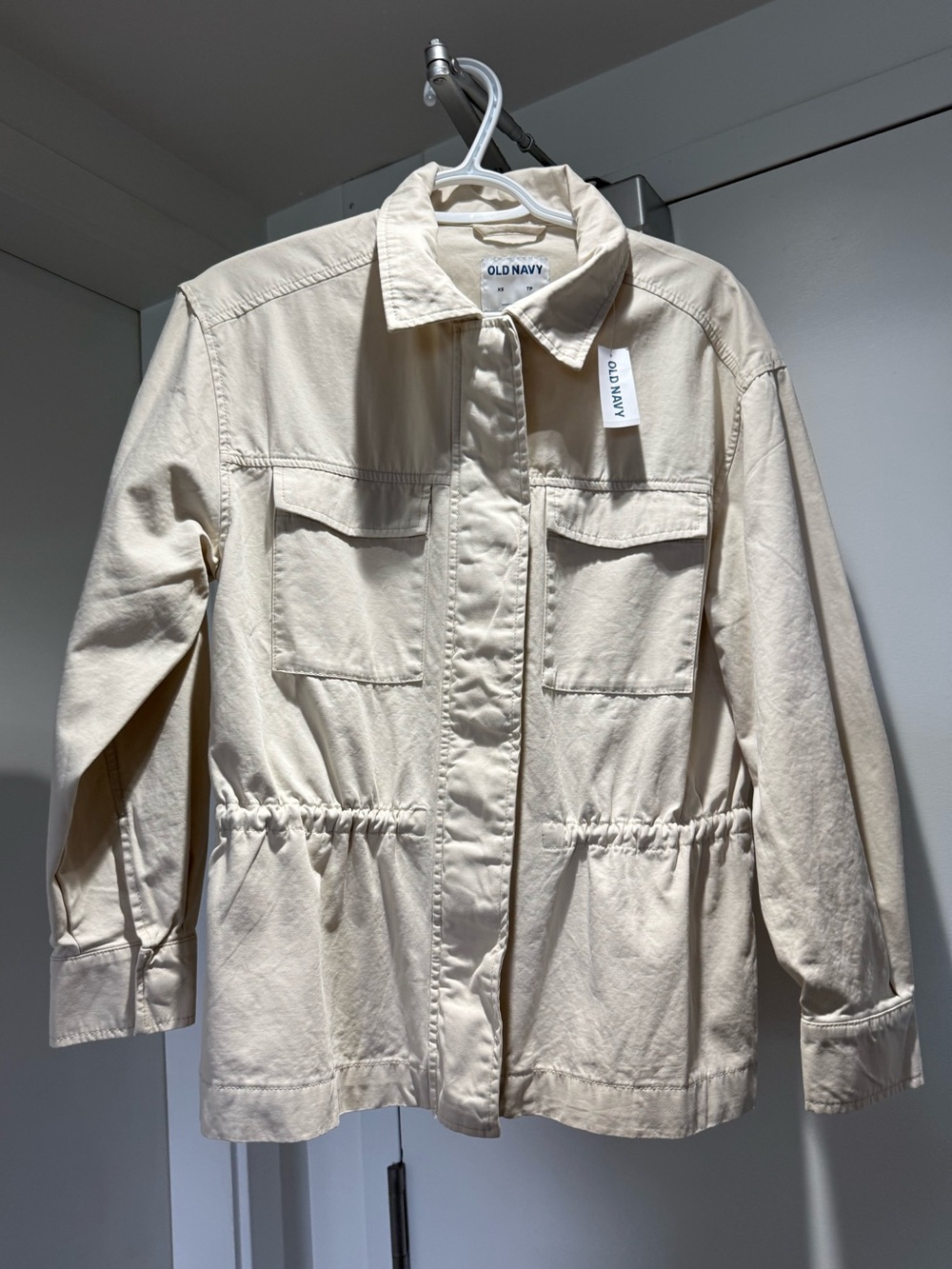 Old Navy Cream Drawstring-Waist Utility Jacket